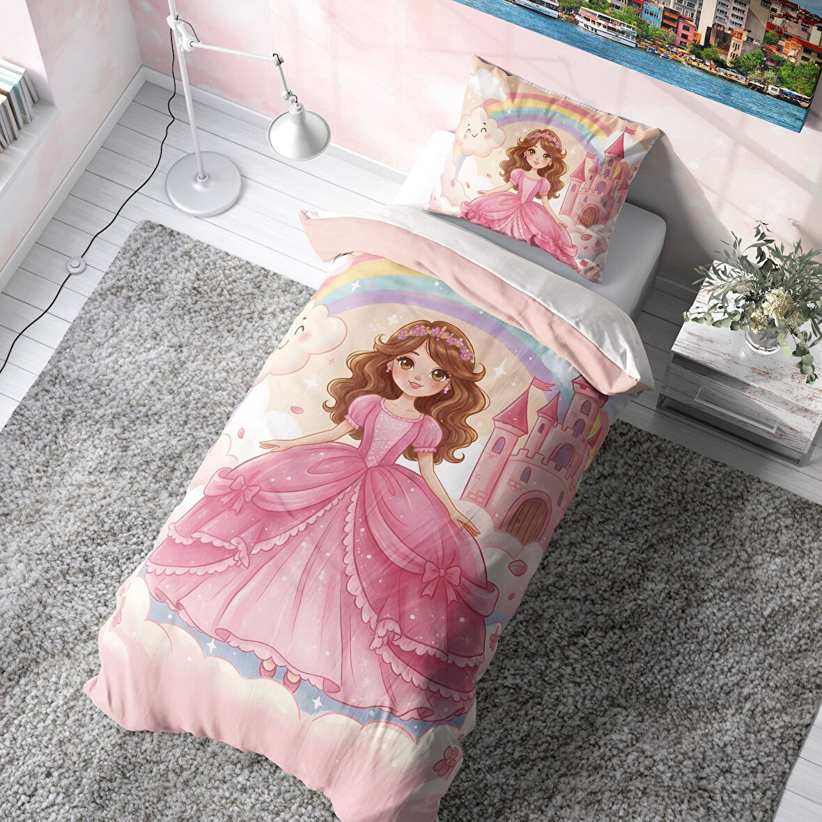 Gökkuşağı Prenses Çocuk Nevresim Takımı (Çarşafsız)