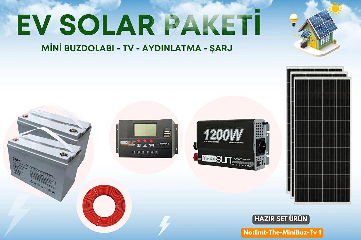Bağ Evi Karavan Mini Buzdolabı Tv Aydınlatma Solar Paket 3kwp