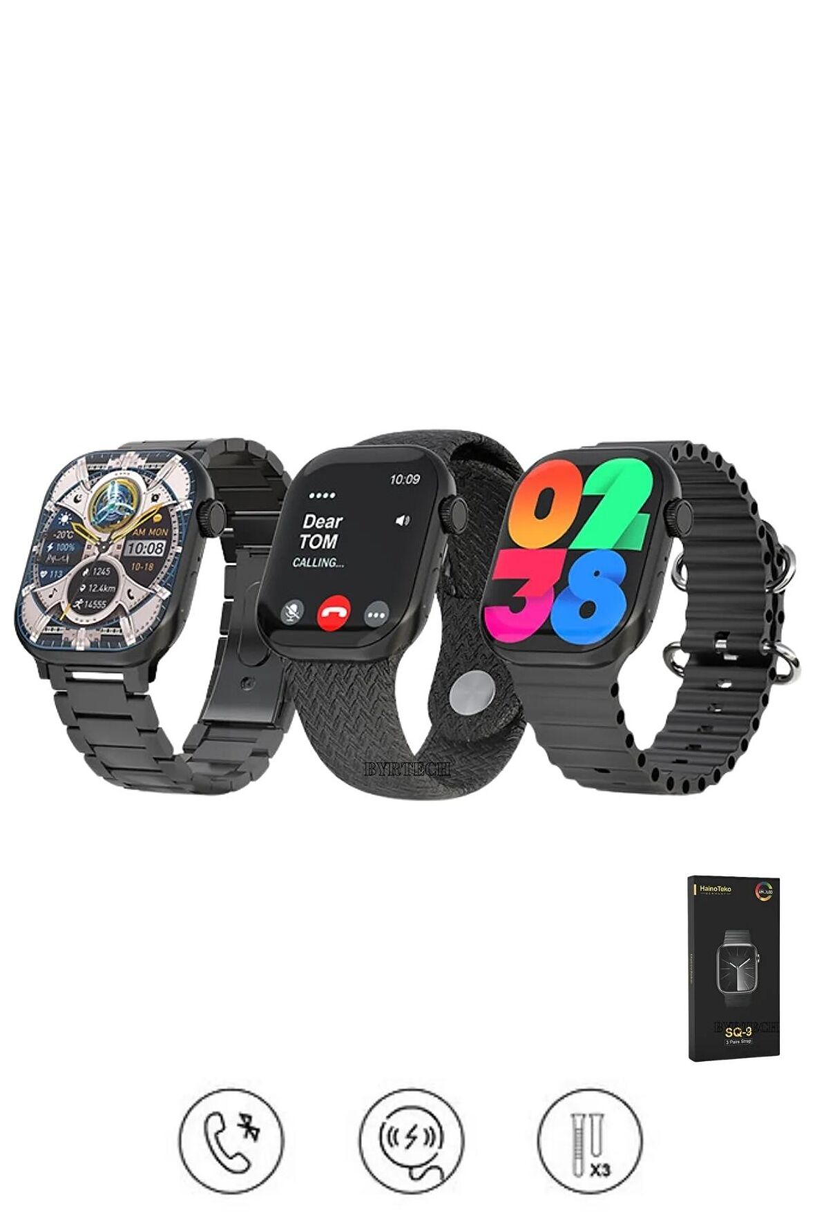 HainoTeko SQ-9 Watch 9 Series Metal/Silikon Kordonlu GPS/NFC/Siri Destekli Amoled Ekran Akıllı Saat
