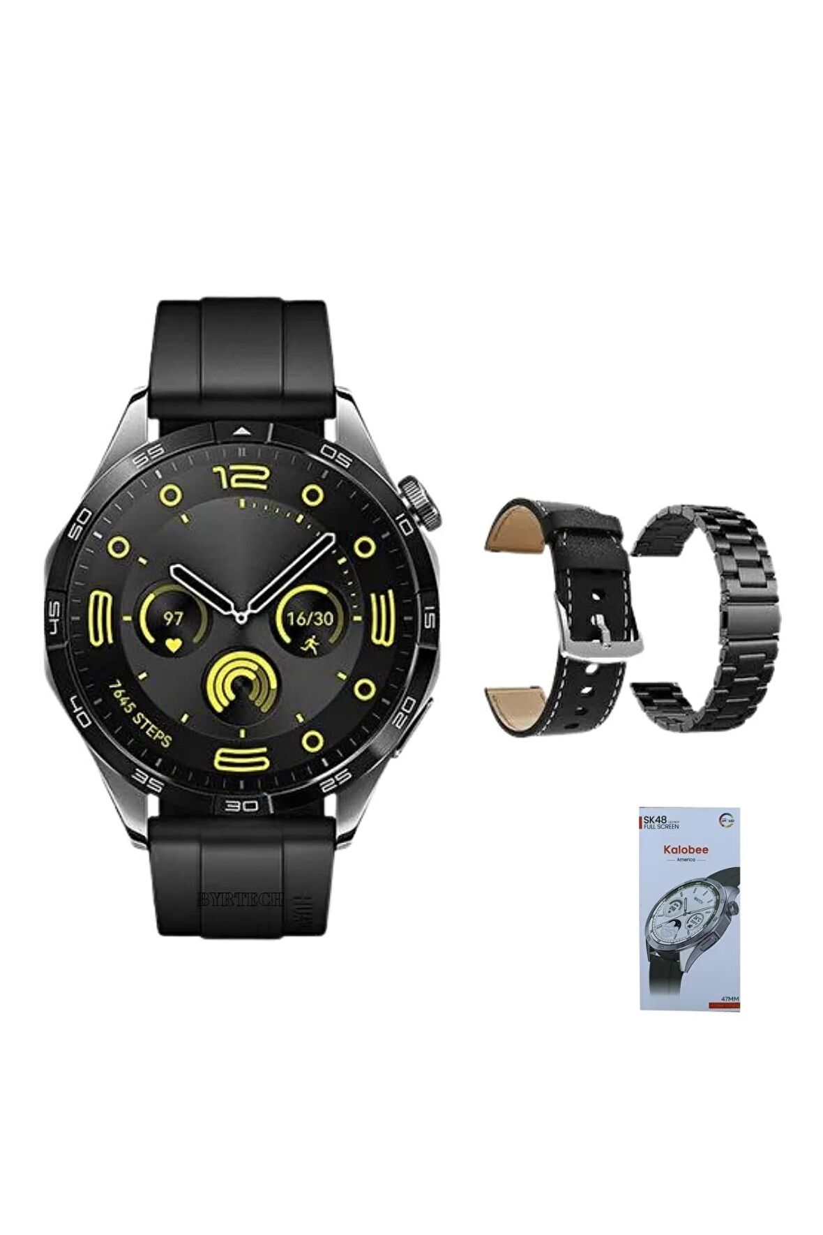 Kalobee SK48 47 mm Amoled Ekran Silikon+Metal+Deri Kordonlu Watch 4 Pro Akıllı Saat