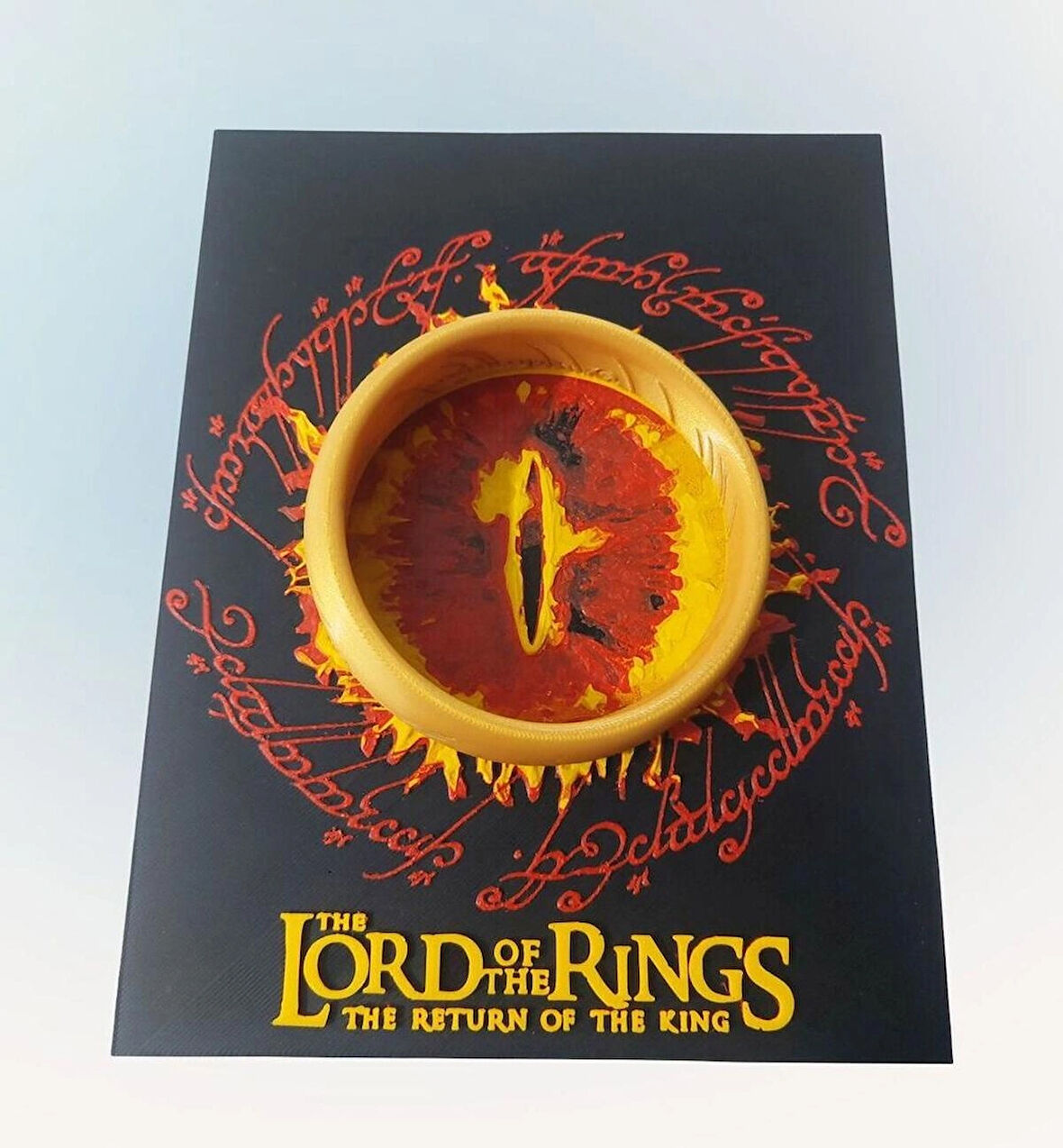 Hueforge Baskı Tekniği Yüzüklerin Efendisi Sauron ve Tek Yüzük 3D baskı Tablo Masaüstü & Duvar Dekorasyonu