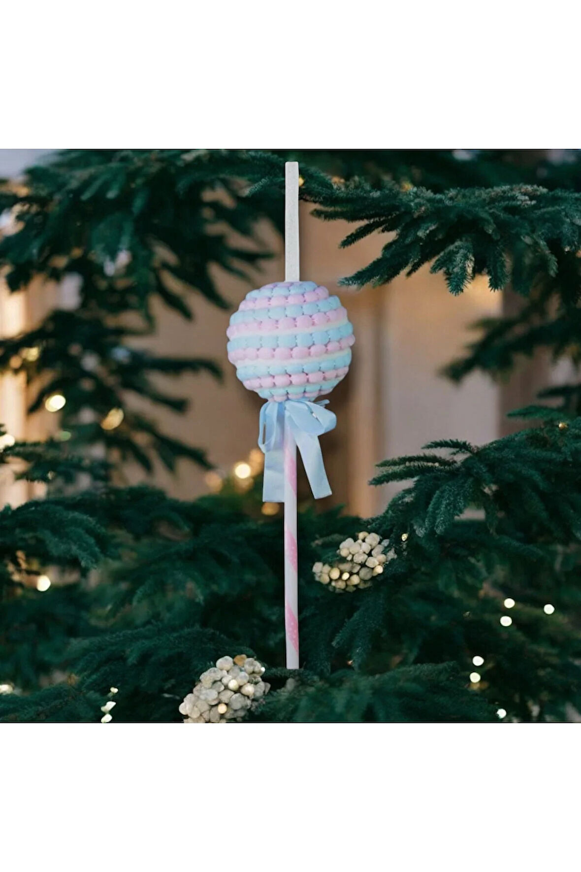 Yılbaşı Süsü Candy Çubuklu Şeker Mavi Pembe 28 cm