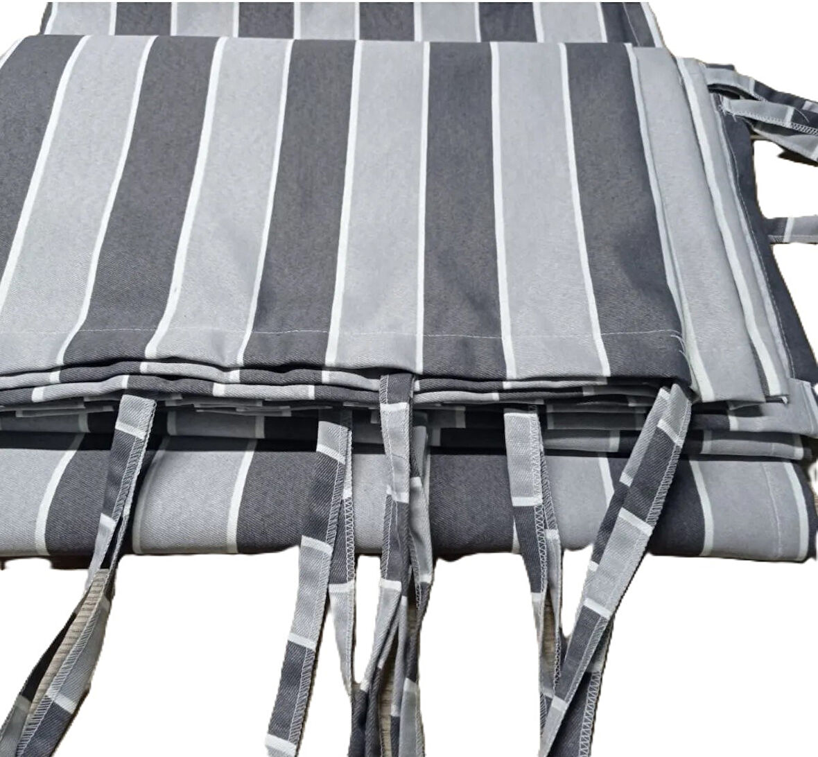 Gencer Home Balkon Perdesi Bağcıklı Ölçü Seçenekli Gri Kalın Çizgili