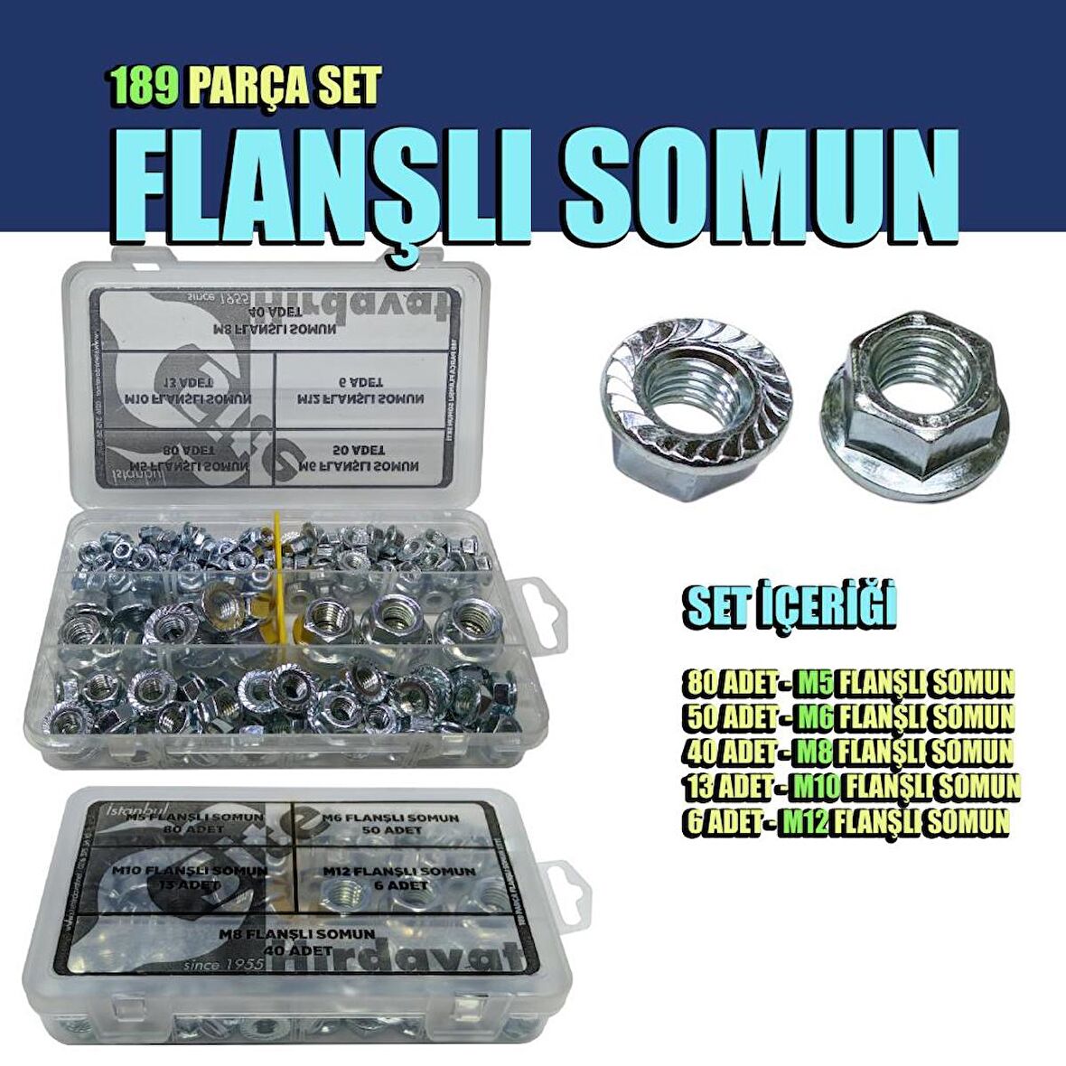 189 Parça Flanşlı Somun Seti