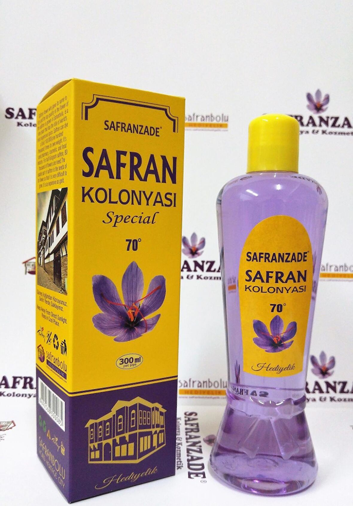 Safranzade Mor Safran 70 Derece Pet Şişe 300 ml Kolonya