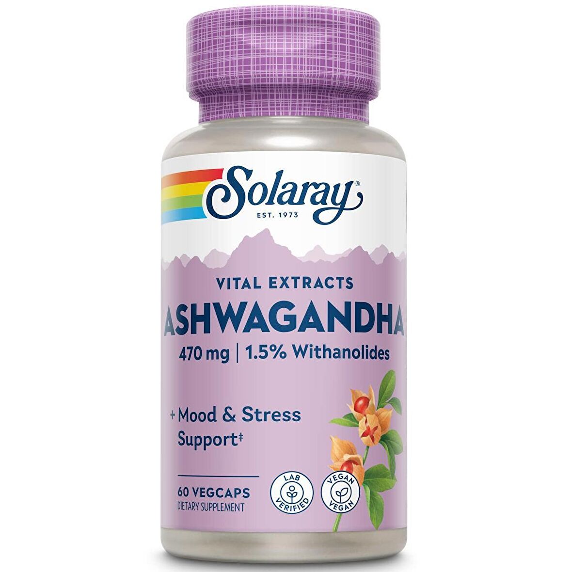 Solaray Ashvagandha Mood stres sport 470 mg, 60 Vegetarian Capsules