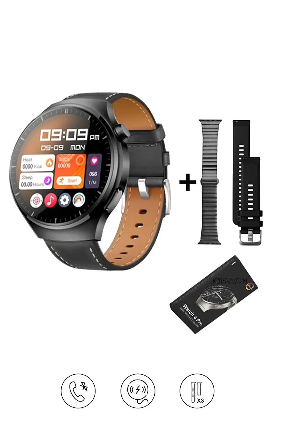 Watch 4 Pro RW32 Curved Amoled Ekran Metal ve Deri Kordonlu Akıllı Saat