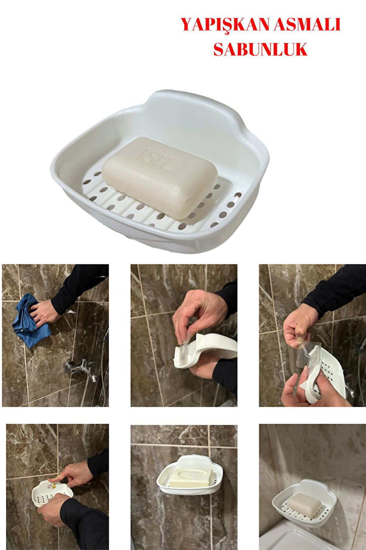 yapışkan asmalı katı sabunluk kuru kalan sabunluk ergonomik tasarım ile sular kolay akar