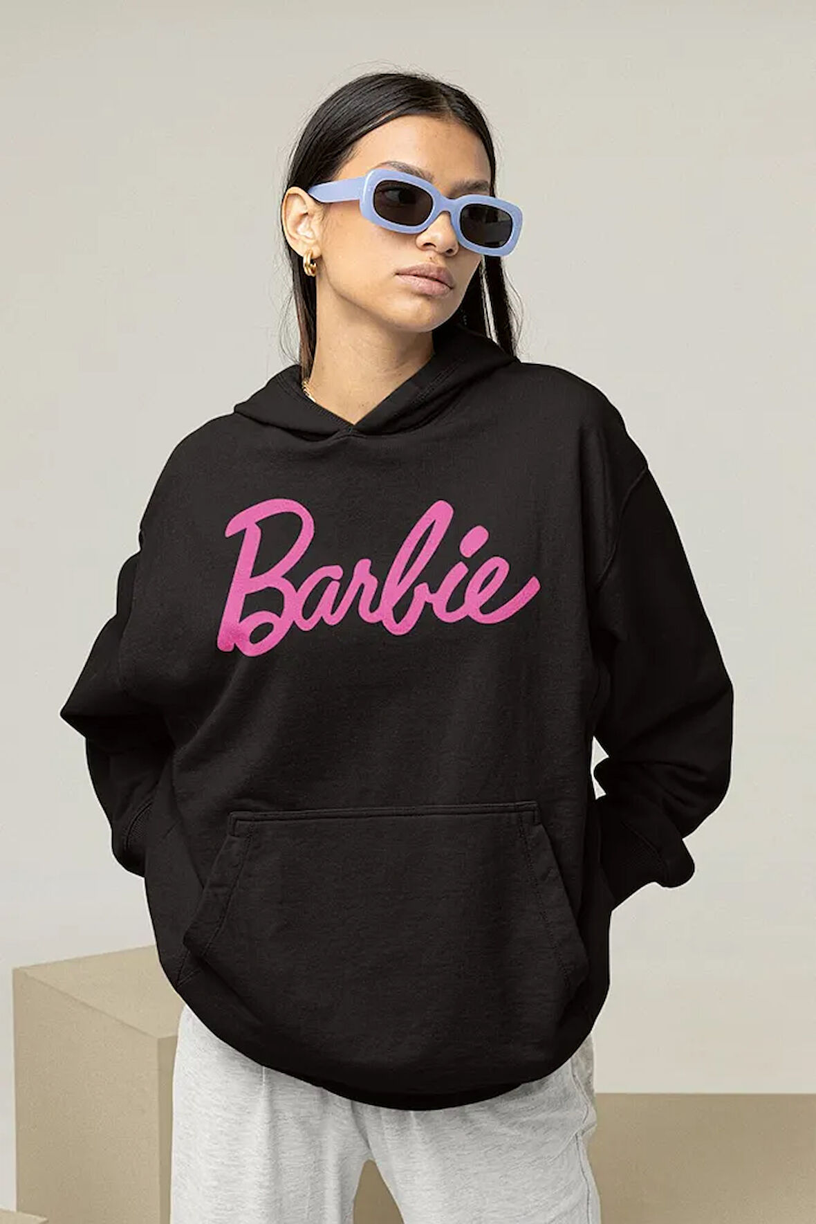 Barbie Yazılı Unisex Oversize Hoodie