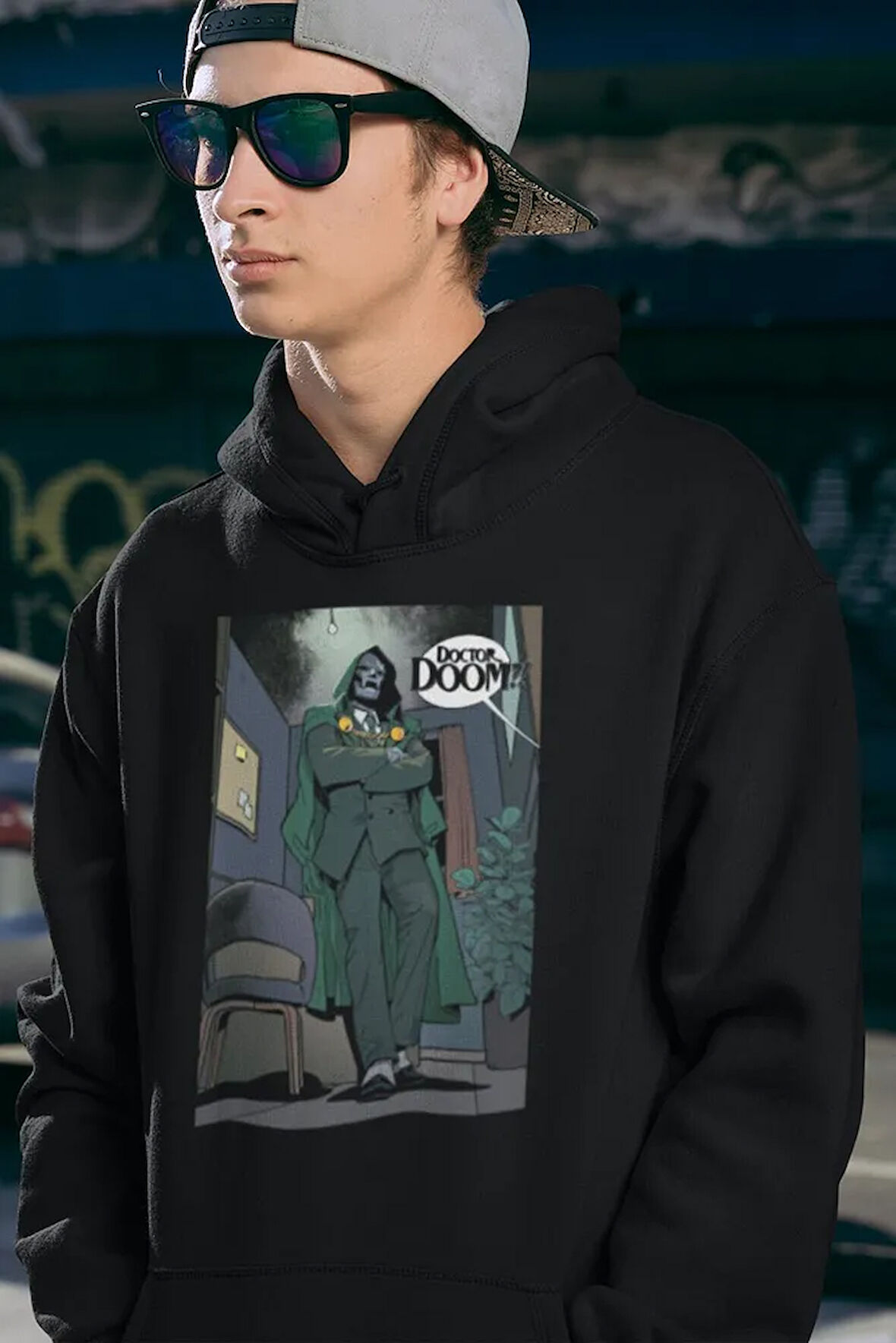 Doctor Doom !!! Baskılı Unisex Oversize Marvel Karakter Hoodie