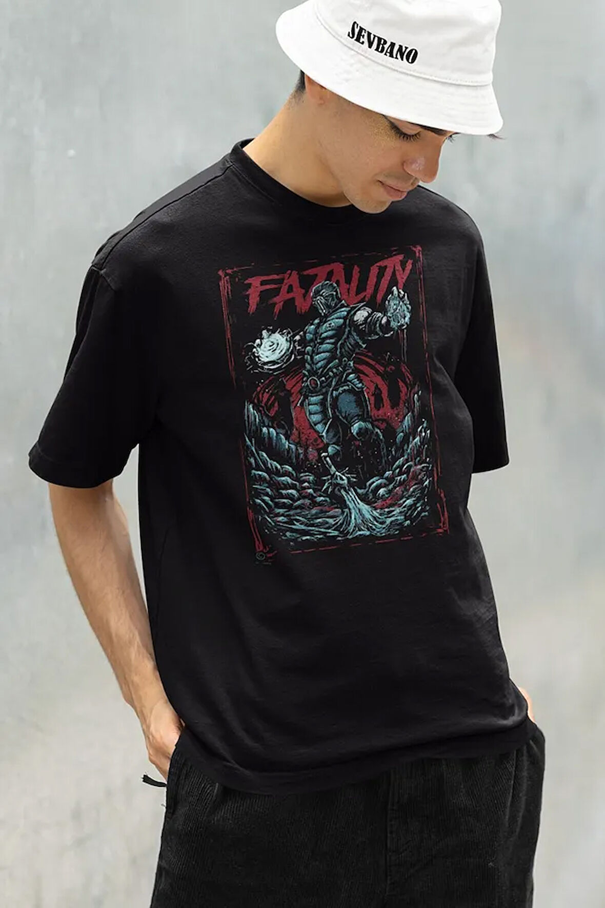 Fatality Baskılı Unisex Oversize Anime Tişört