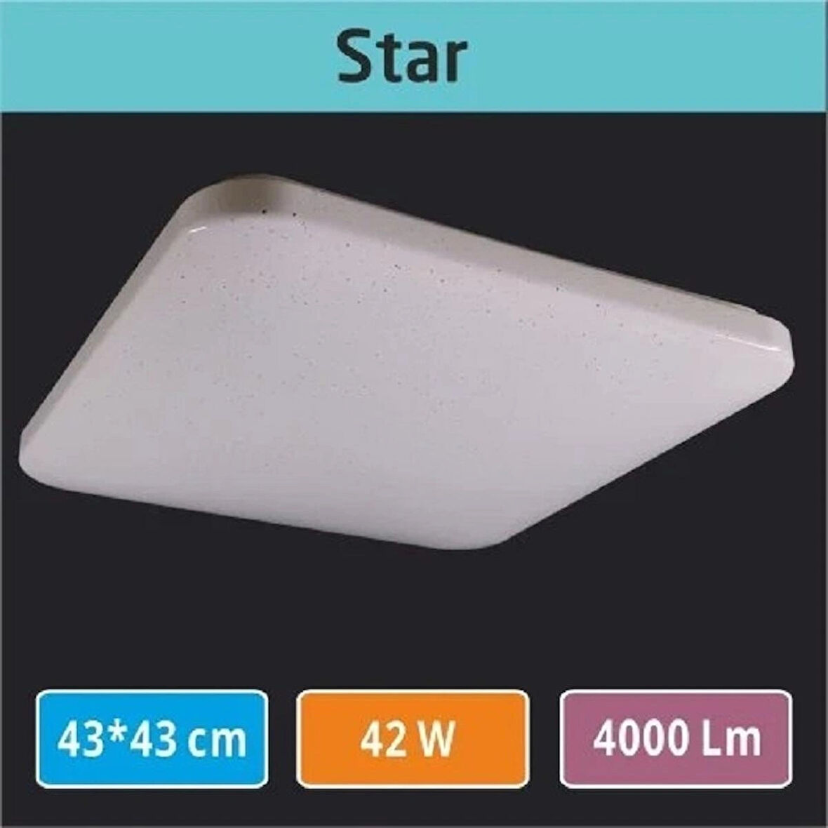  43x43 Star Kapak Sıva Üstü Led Armatür Dekaratif Tavan Armatür 42w