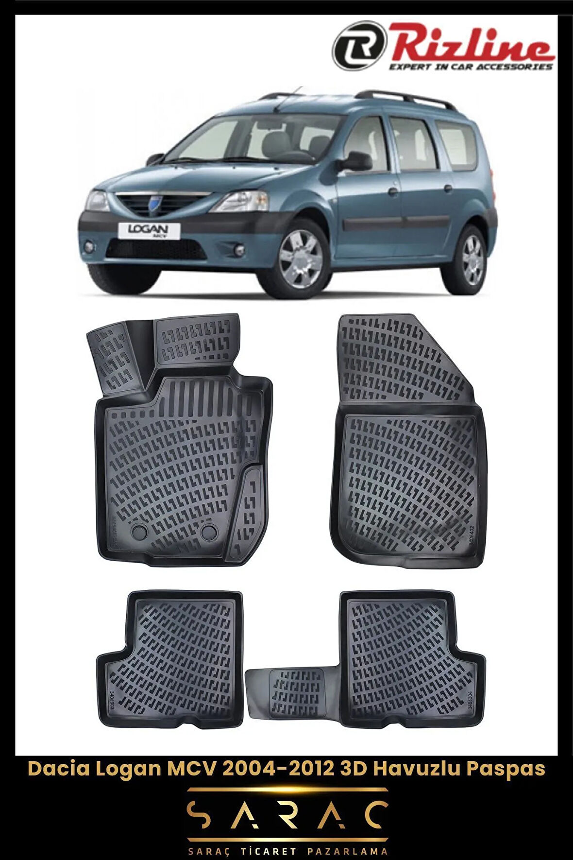 Rizline Dacia Logan MCV 2011 Model 3D Havuzlu Paspas