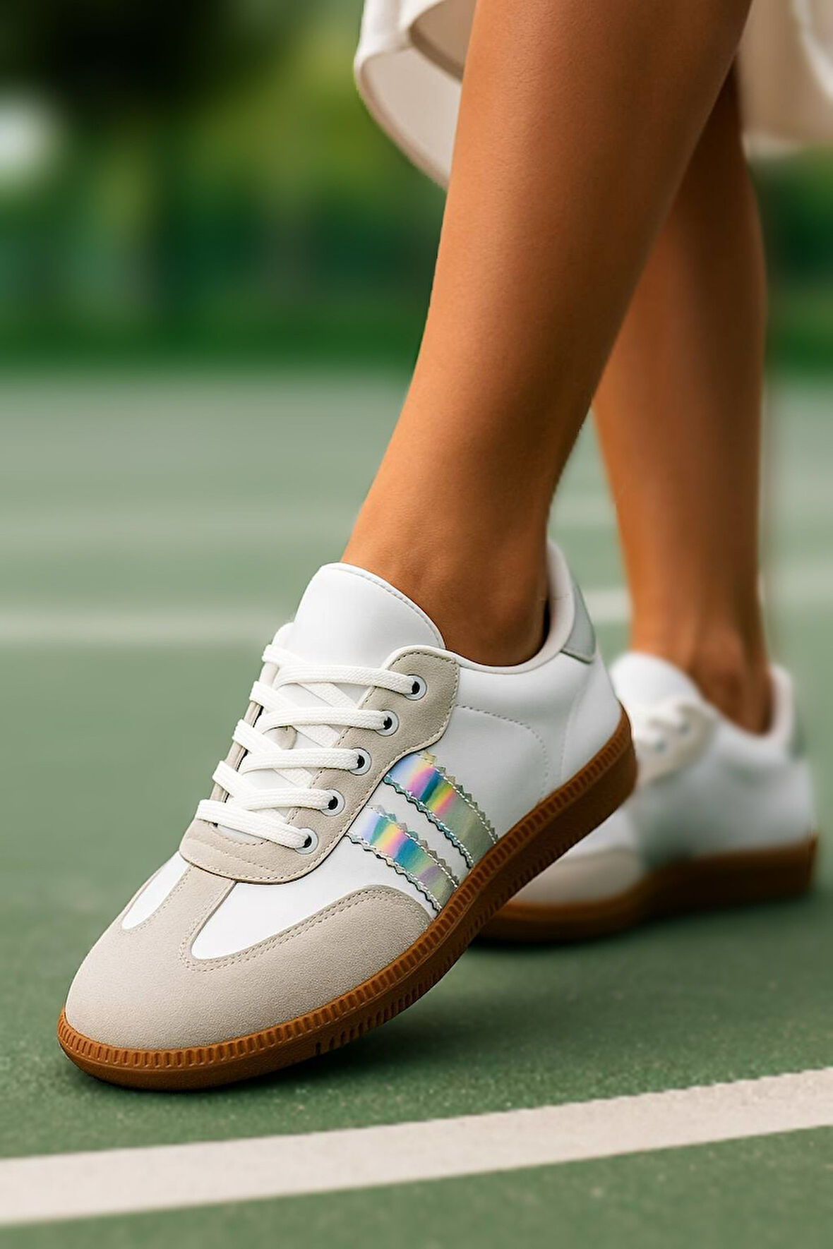 Kadın Bağcıklı Hafif Bilek Destekli Yumuşak Tabanlı Hologram Süet Günlük Ayakkabı 471