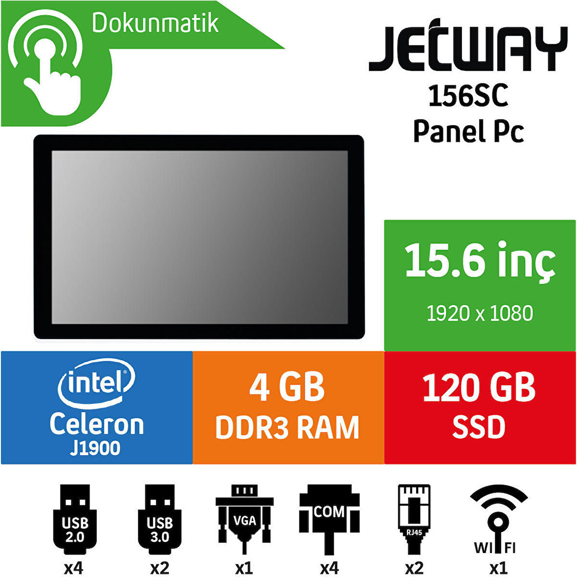 Jetway 15.6' 156SC-FP1900 Panel PC