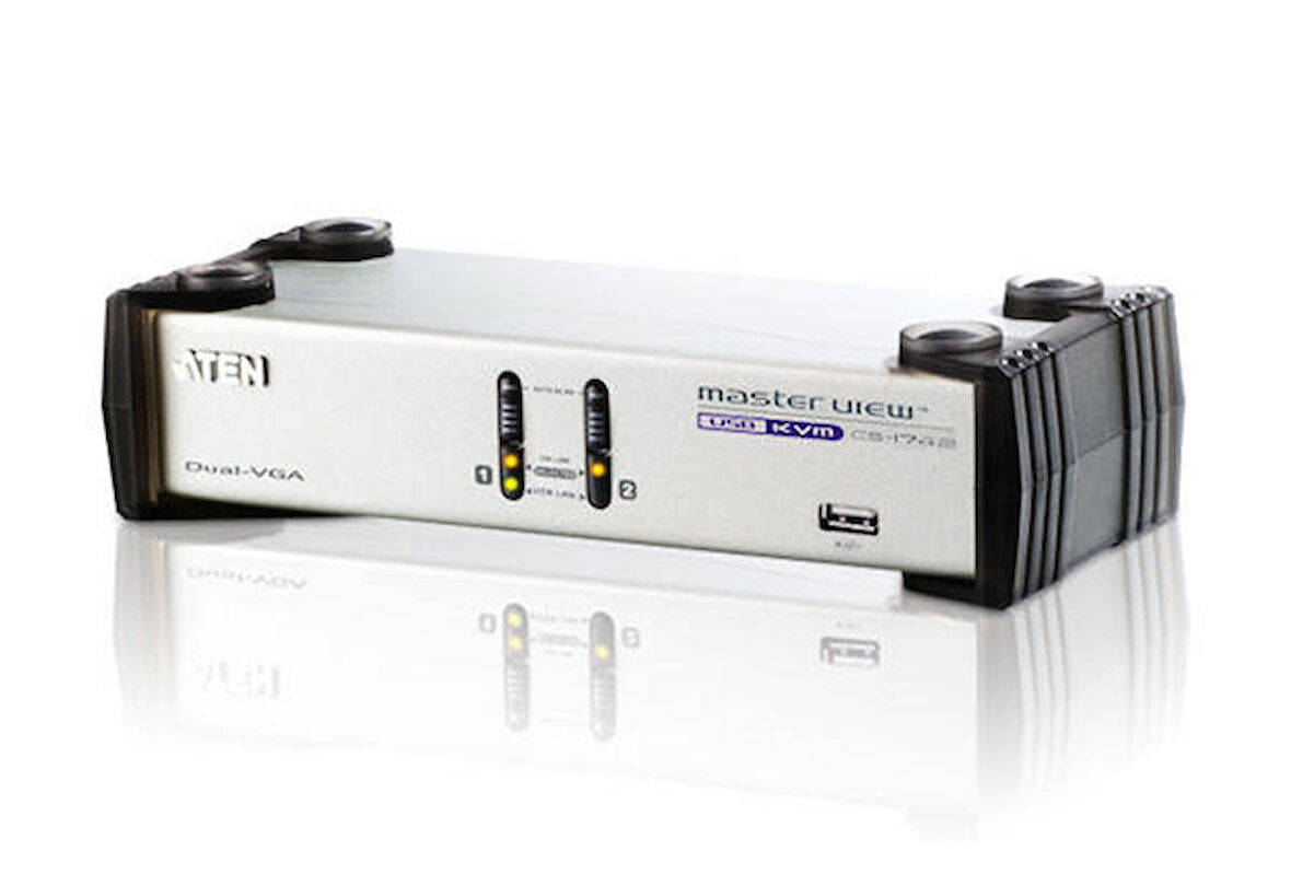 Aten CS1742C 2 Port USB VGA Dual Klavye Video Monitör VGA KVM Switch