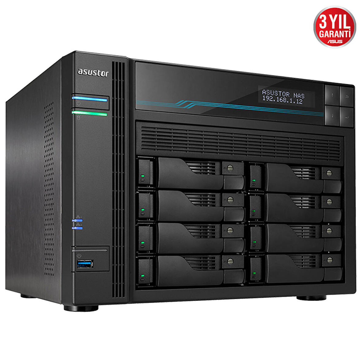 ASUSTOR AS6508T INTEL C3538 8 BAY NAS(8X18TB SUPPORT) 8GB DDR4(64GB SUPPORT) M.2 SLOTS X2 10 GBE X 2 2.5 GBE X 2 USB 3.2 X 2 VERİ DEPOLAMA CİHAZI