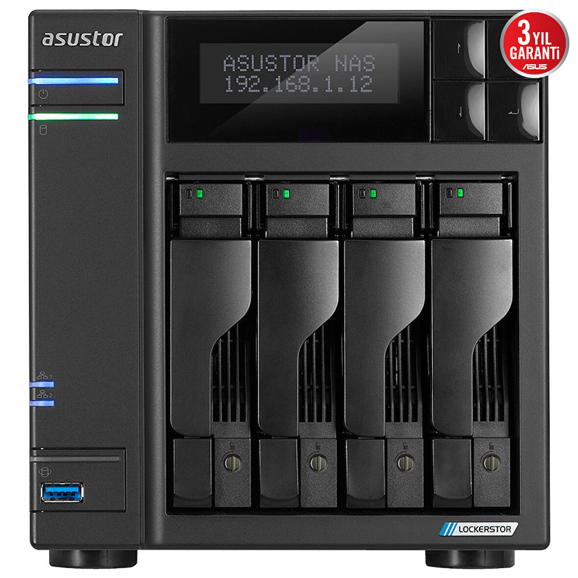 ASUSTOR AS6704T INTEL N5105 4 YUVALI (4X22TB DESTEĞİ) 4GB DDR4(16GB RAM DESTEĞİ) M.2 x4 PCIe x1 2.5GbE x2 USB 3.2 x3