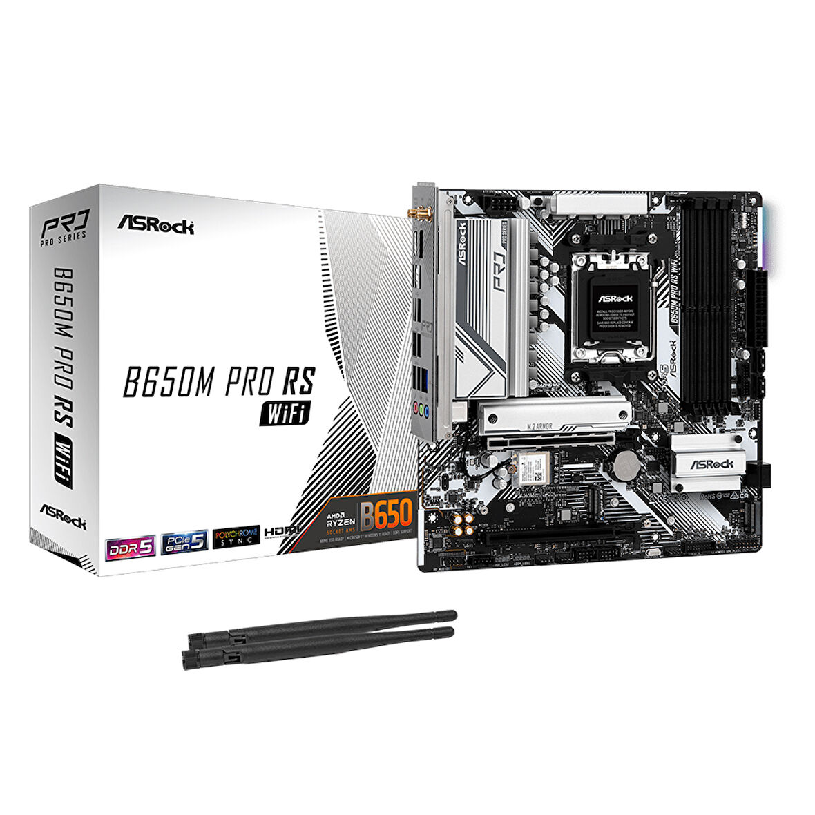 ASROCK B650M Pro RS WIFI 7200MHz DDR5 Soket AM5 M.2 USB 3.2 HDMI mATX Anakart