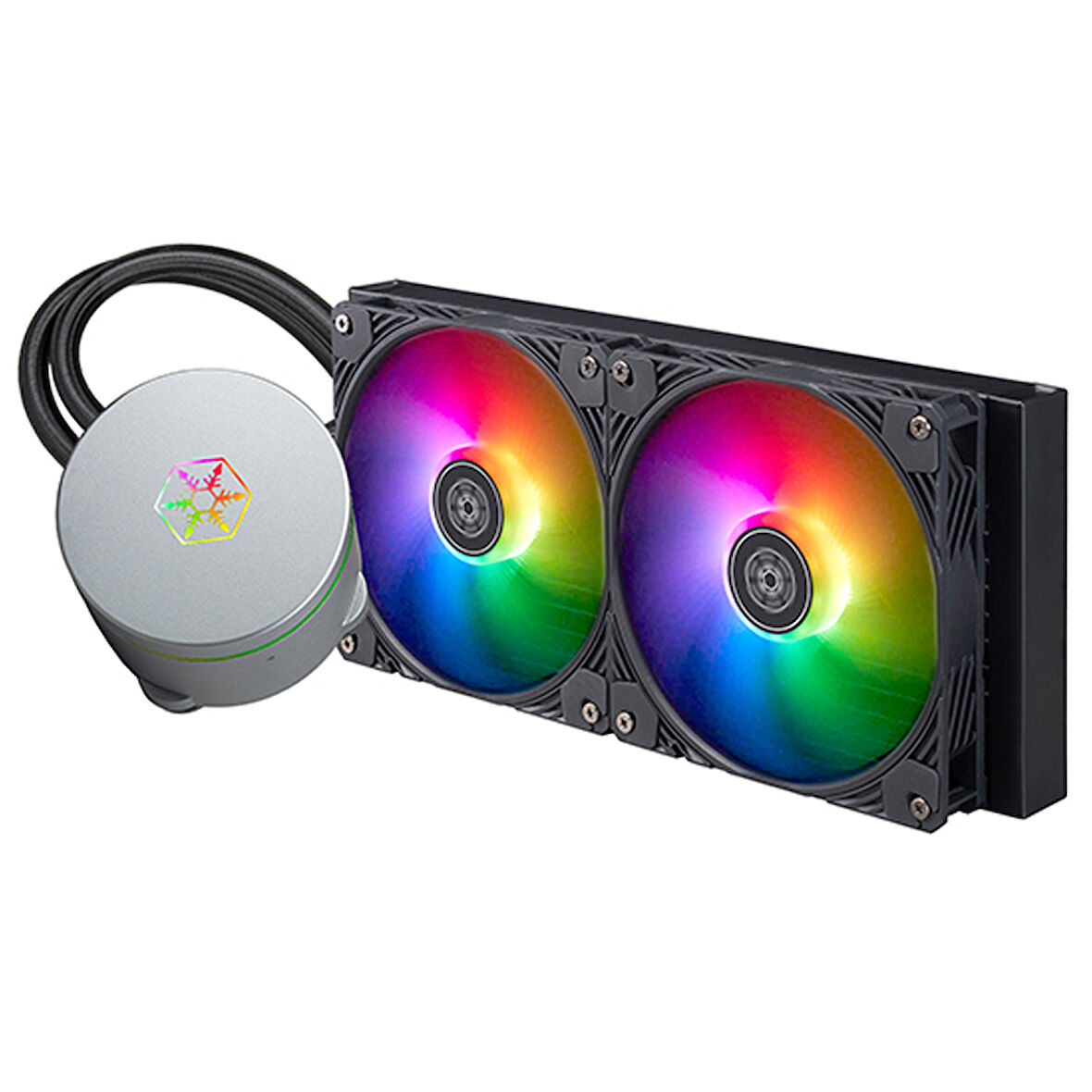 SilverStone IceMyst 280 - 280mm Radyatörlü, 360 Derece Hareketli Pompa Tasarımlı 2200RPM   2x14cm ARGB Fanlı, Intel / AMD Uyumlu Sıvı Soğutma (SST-IM280-ARGB)