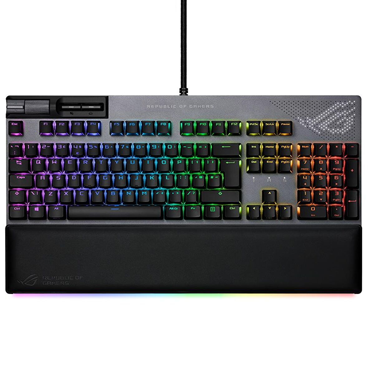 ASUS ROG STRIX FLARE II RED ANIMATE RGB OYUNCU KLAVYESİ DEĞİŞTİRİLEBİLİR ROG NX RED SWITCH LEDLİ EKRAN MEDYA KONTROLLERİ USB VE BİLEK DAYAMA