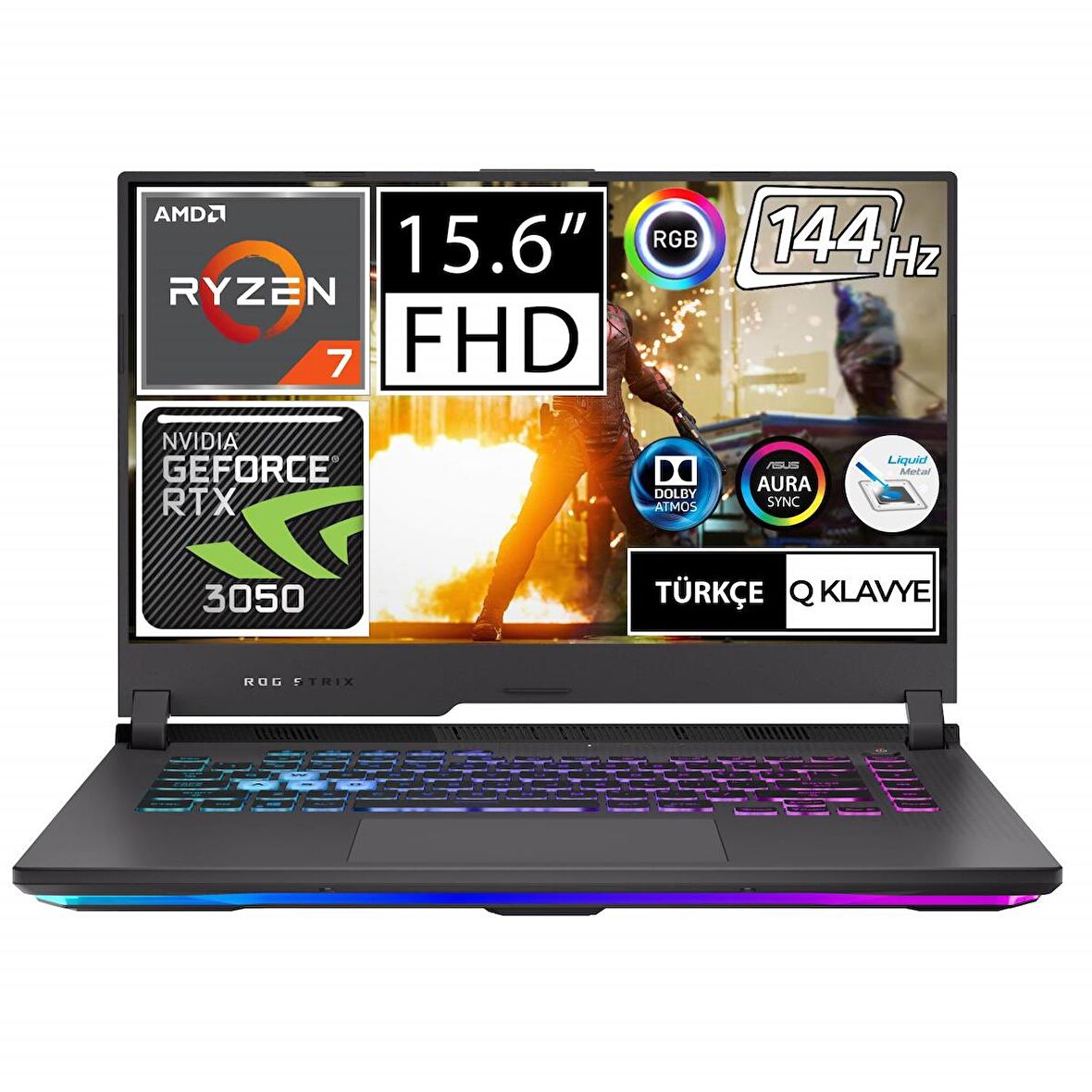 Asus ROG Strix G15 Harici Ekran Kartı NVIDIA GeForce RTX 3050 4800H 16 GB DDR4 512 GB 15.6 inç Full HD Freedos Notebook Dizüstü Bilgisayar