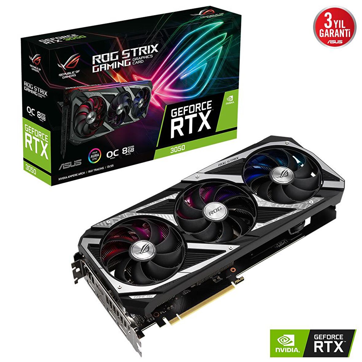 ASUS ROG-STRIX-RTX3050-O8G-GAMING 8GB GDDR6 HDMI DP 128BİT