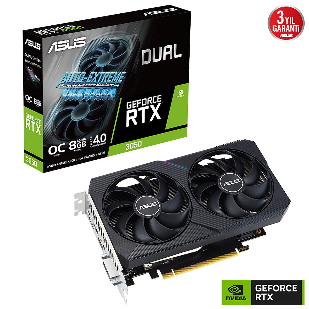 Asus Dual RTX 3050 128 Bit GDDR6 8 GB Ekran Kartı