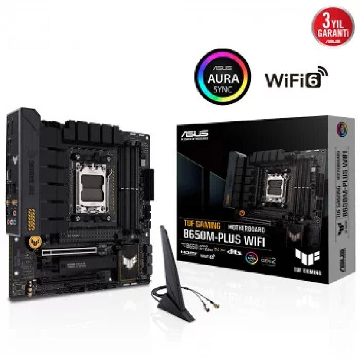 Asus B650M-Plus Wifi AMD B650 AM5 DDR5 6400 MHz Gaming Anakart