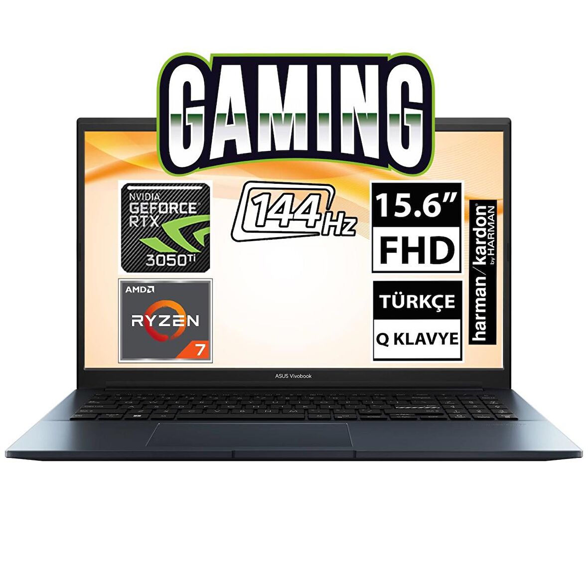 Asus Vivobook Pro 15 Harici Ekran Kartı NVIDIA GeForce RTX 3050 Ti 6800H 16 GB DDR4 512 GB 15.6 inç Full HD Freedos Notebook Dizüstü Bilgisayar