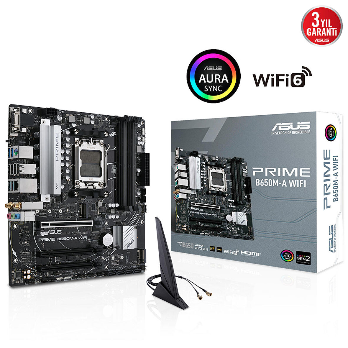 Asus B650M-A AMD B650 AM5 DDR5 6400 Mhz WIFI Gaming Anakart