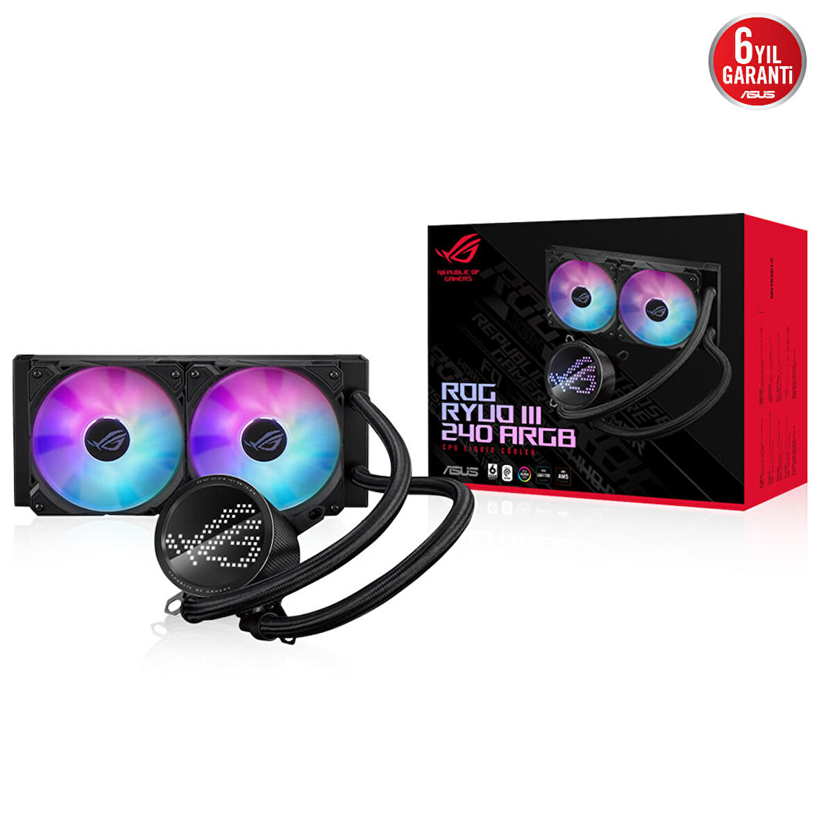 ASUS ROG RYUO III 240 ARGB ANIME MATRIX LED EKRAN ADRESLENEBİLİR RGB FAN ROG ARGB CPU SOĞUTUCUSU