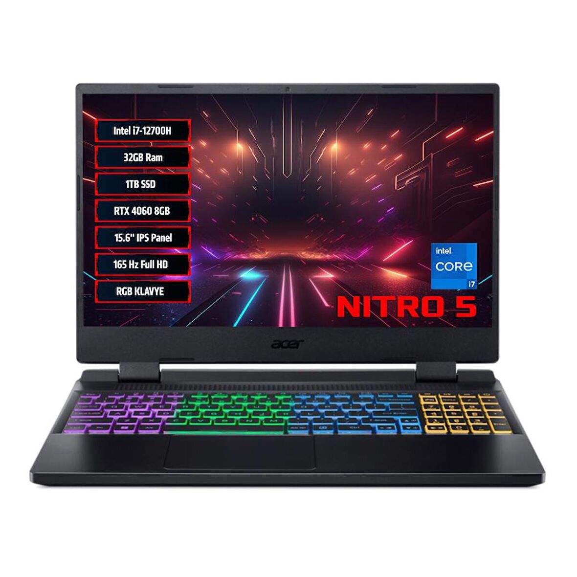 ACER AN515-58 I7-12700H 32GB 1TB SSD RTX4060 8GB 15.6'' 165Hz FDOS NH.QM0EY.008