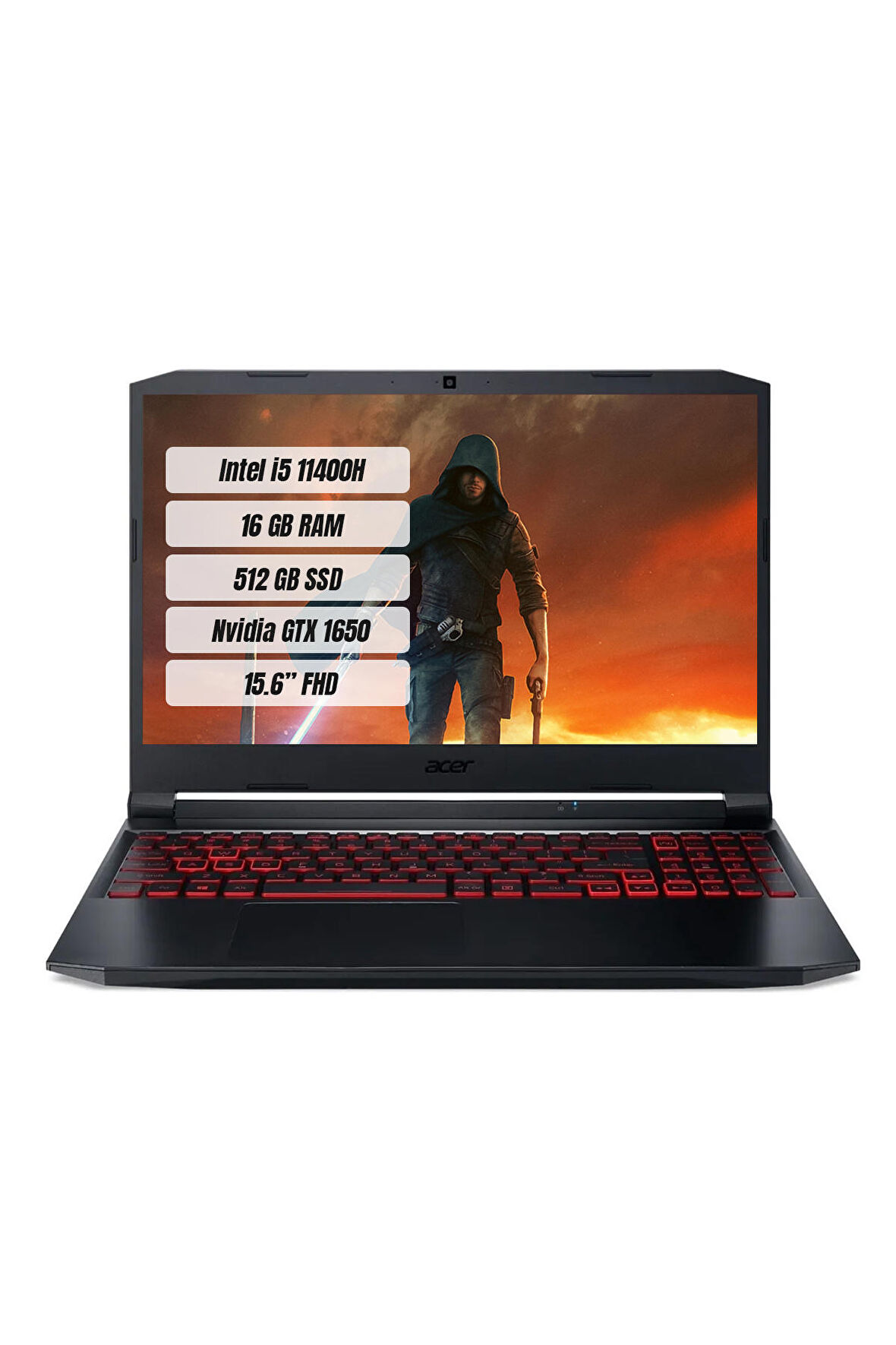 Acer Nitro 5 AN515-57 Intel Core i5 11400H 16GB 512GB SSD GTX1650 Freedos 15.6'' FHD 144 Hz Taşınabilir Bilgisayar NH.QEKEY.006-16