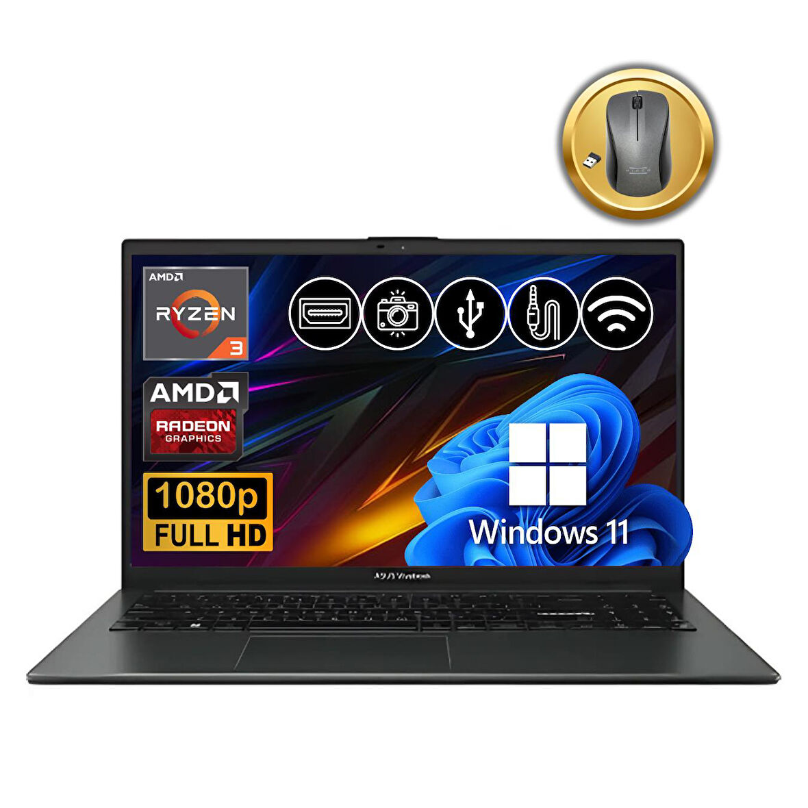 Asus VivoBook Go 15 R3-7320U 8GB 1TB M.2 SSD E1504FA-NJ097  ATL23 15.6" W11Pro Notebook +Mouse
