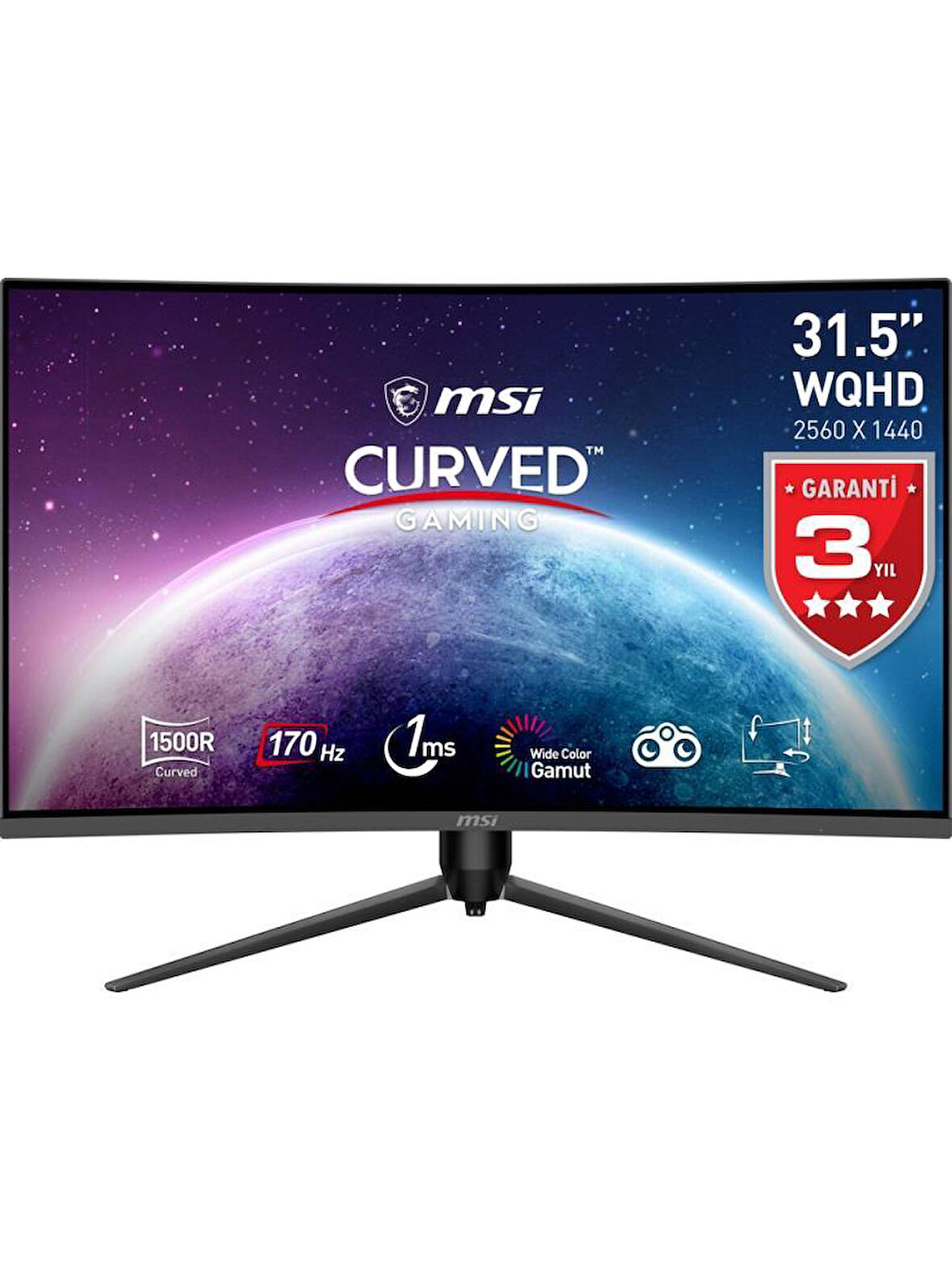 MSI G32CQ5P 31.5" 1 ms 2K Curved 170 Hz Oyuncu Monitörü - Teşhir