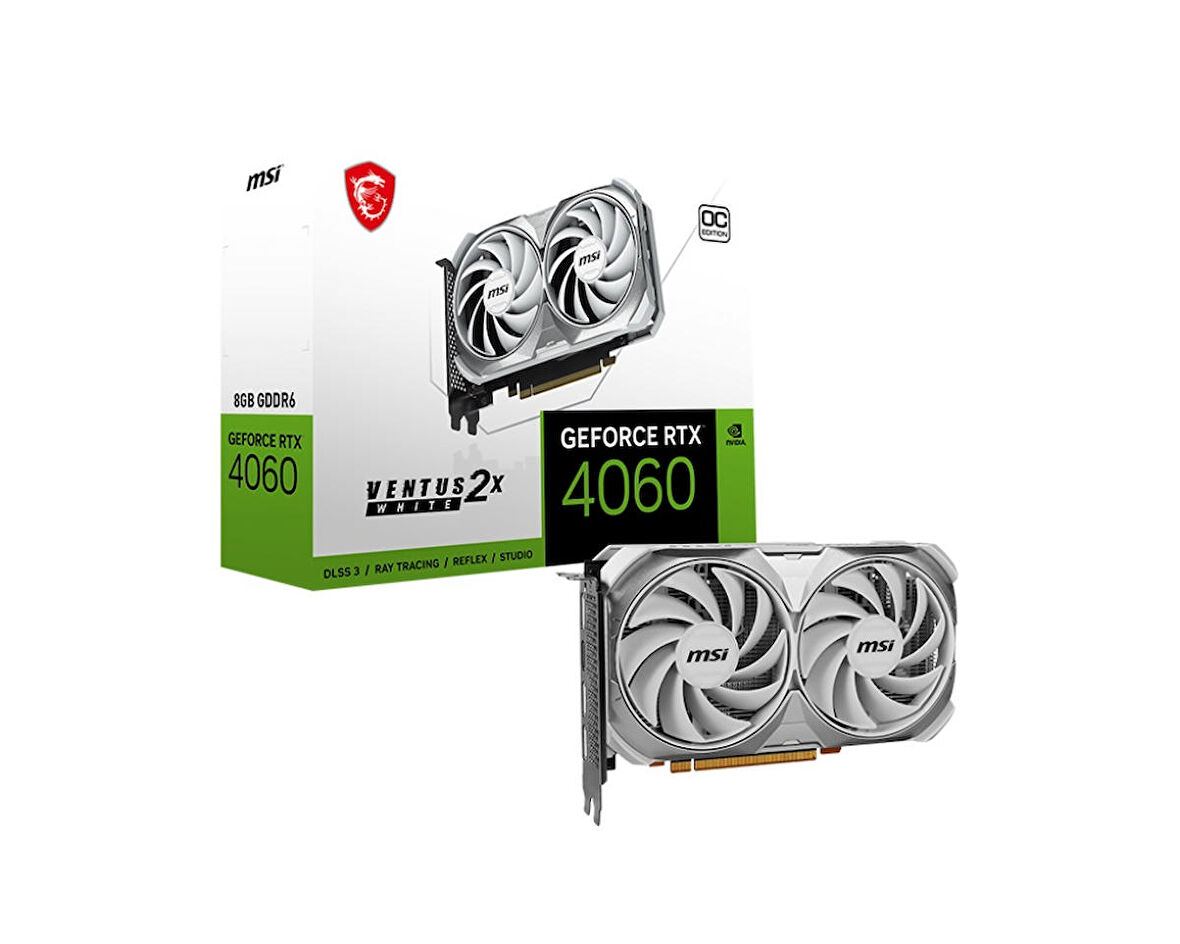 MSI GeForce RTX 4060 Ventus 2X White 8G OC GDDR6X 128Bit Dx12 Gaming (Oyuncu) Ekran Kartı