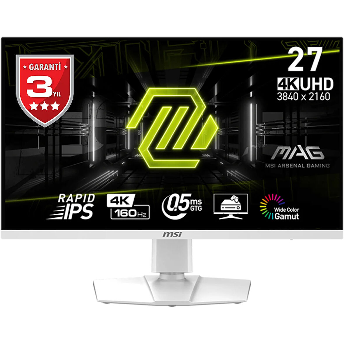 MSI MAG 274URFW 27" UHD FLAT RAPID IPS 160HZ 0.5MS GTG FREESYNC PREMIUM  BEYAZ GAMING MONITOR