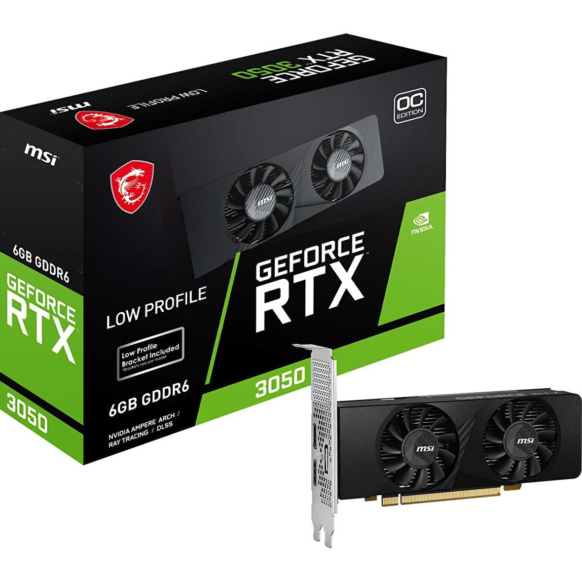 MSI RTX 3050 LP 6G OC 6GB Geforce RTX3050 GDDR6 96bit HDMI 2xDP 16x Ekran Kartı