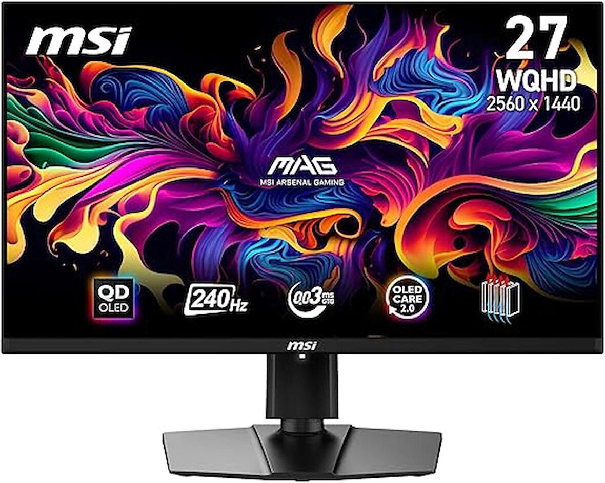 MSI MAG 271QPX QD-OLED E2 26.5” WQHD  FLAT QD-OLED 240HZ 0.03MS FREESYNC PIVOT GAMING MONİTÖR