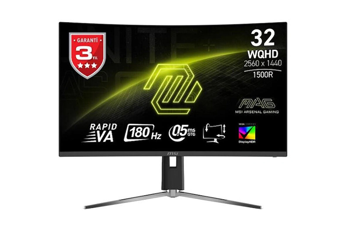 MSI MAG 32CQ6PF WQHD CURVE RAPID VA 180Hz 0.5MS ADAPTIVE-SYNC GAMING MONİTÖR