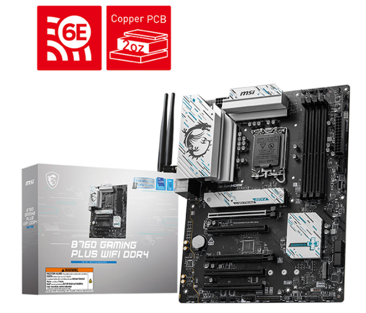 MSI B760 GAMING PLUS WIFI DDR4 Intel LGA1700 DDR4 5333+(OC)MHz ATX Anakart