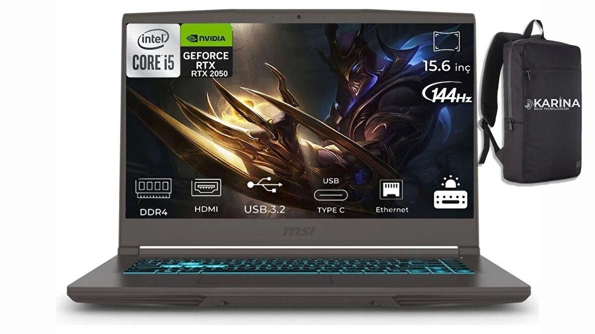 MSI THIN 15 B12UCX-2634XTR-07 i5 12450H 32GB 1TB SSD RTX2050 Freedos 15.6" & B12UCX2634XTRK07