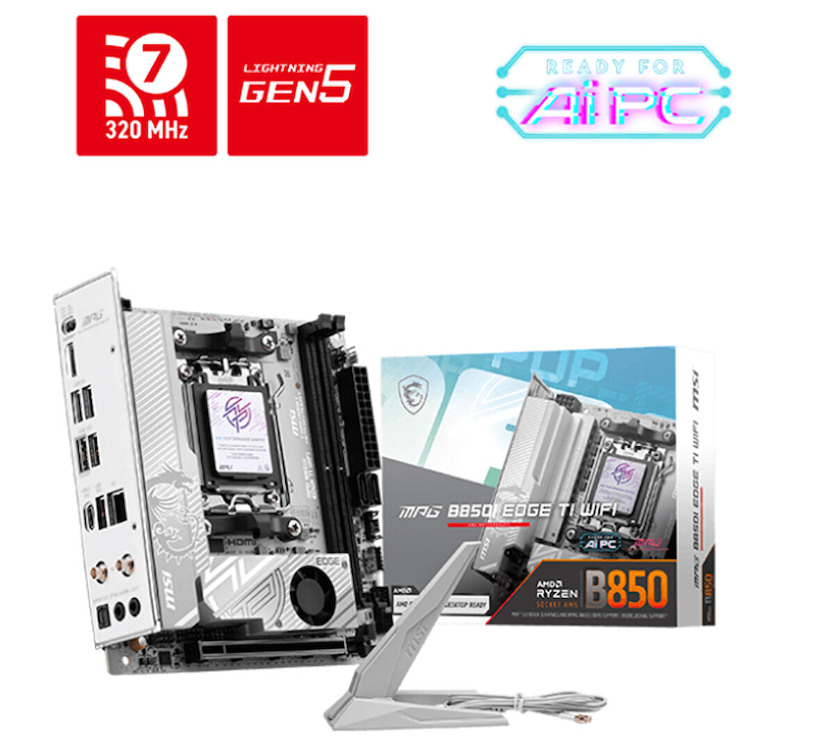 MSI MPG B850I EDGE TI WIFI DDR5 AMD B850 AM5 Soket 8200+(OC)MHz ITX Anakart