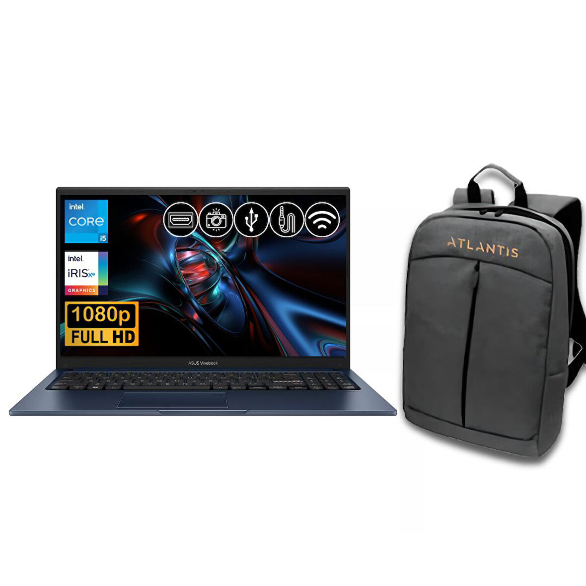 Asus Vivobook 15  i5-1334U 24GB 256 GB M.2 SSD X1504VA-NJ2405 ATL51 15.6" Fdos Notebook +çanta
