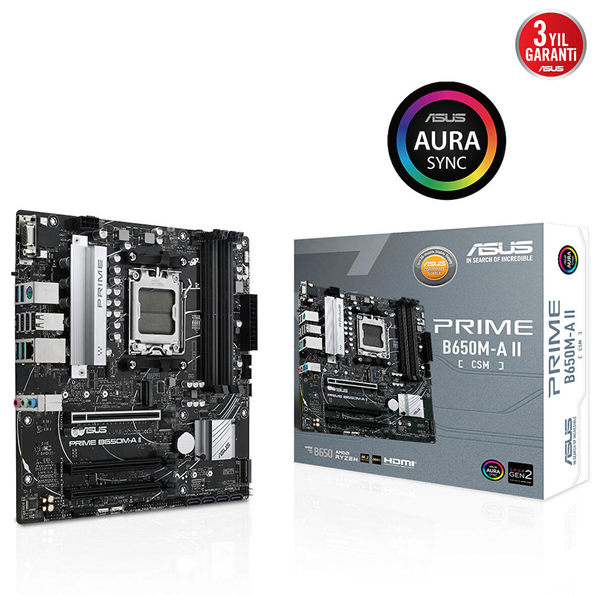 Asus PRIME B650M-A II-CSM AMD B650 AM5 DDR5 6400 MHz Gaming Anakart