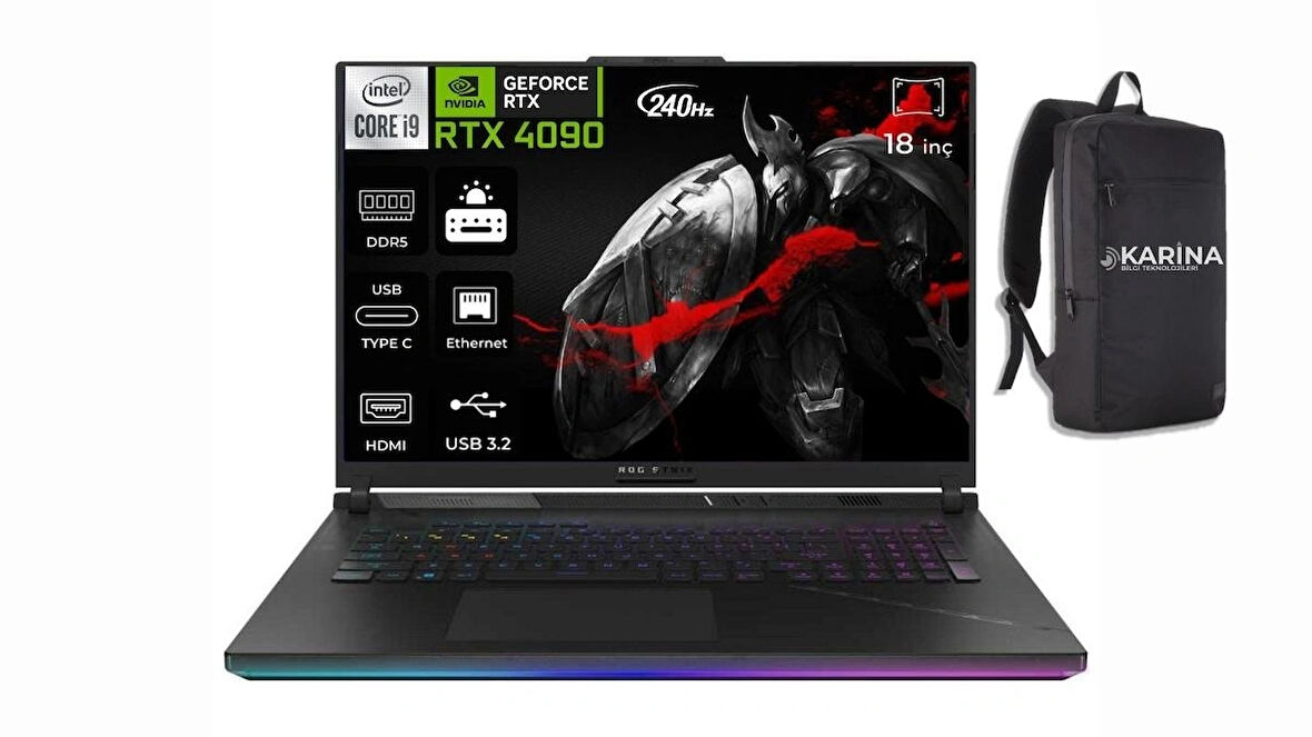Asus Rog Strıx Scar G18 G834JY-N6041-00 Intel I9-13980HX 48GB Ddr5 2TB SSD 16GB RTX4090 18" Wqxga 240Hz Freedos