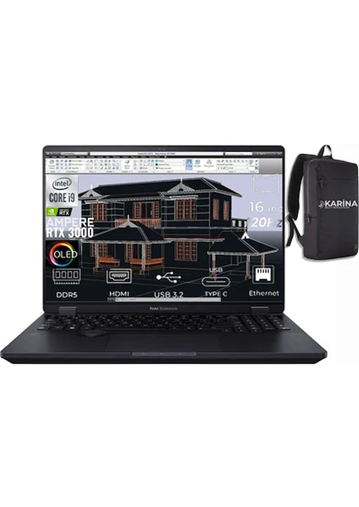 Asus Proart Studiobook Pro 16 OLED W7604J3D-MY004-54 Intel I9-13980HX 32GB Ram 1TB+2TB SSD 8gb RTX3000 16 Inç OLED 120Hz Win11P 