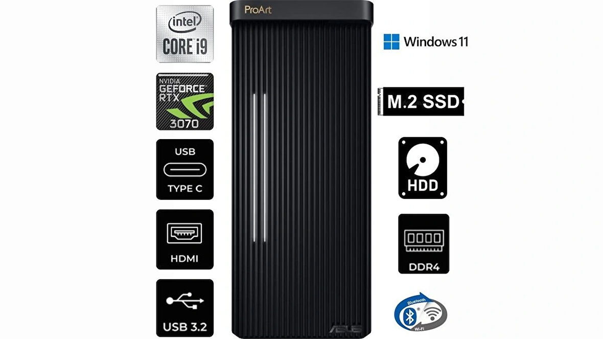 Asus Proart PD500TC-711700160X-K-402 I9-11900KF 64GB Ram 2TB+2TB M.2 8TB HDD 8GB RTX3070 W11P Masaüstü Bilgisayar