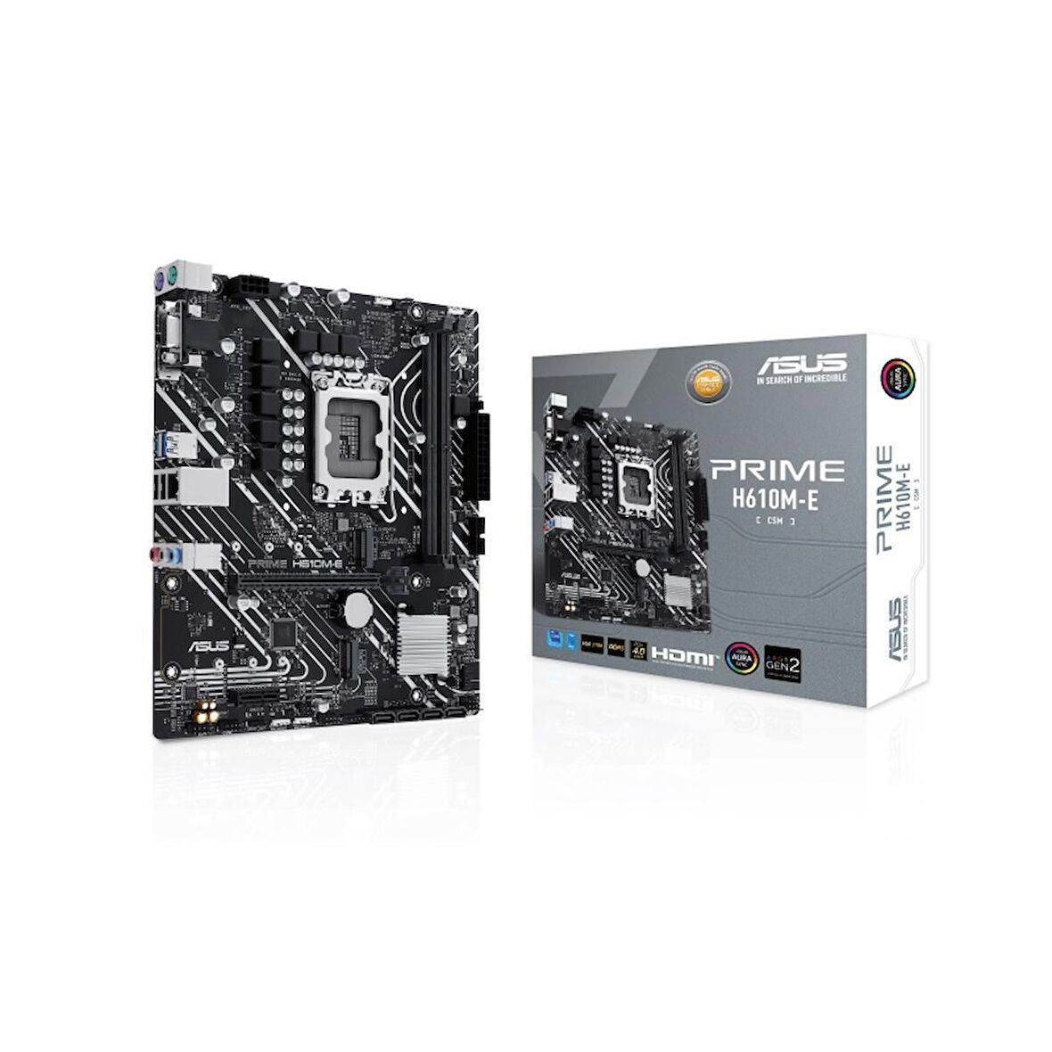 ASUS PRIME H610M-E-CSM Intel H610 LGA1700 DDR5 5600 DP HDMI VGA Çift M2 USB3.2 AURA RGB mATX Anakart